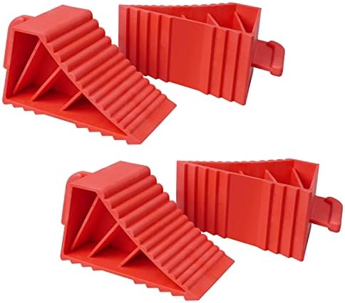 Wheel Chocks, for RV Trailer Camper Truck, Heavy Duty ABS 4 Pack Red by Donext