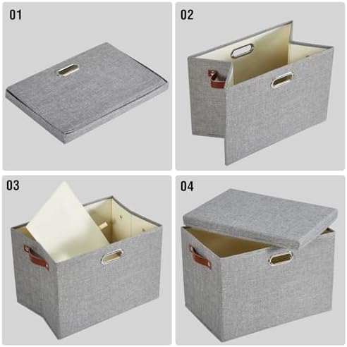 15" Fabric Storage Box with Lids - Image 6