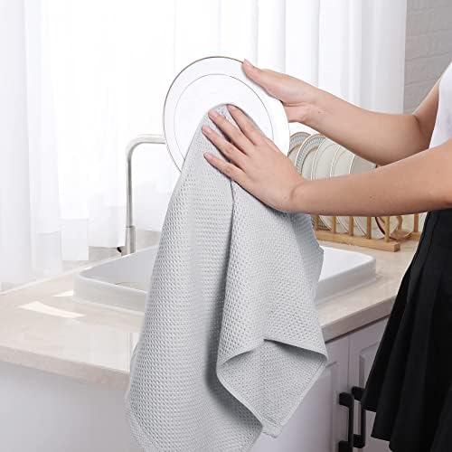 Homaxy 100% Cotton Waffle Weave Kitchen Dish Towels 6-Pack, Light Gray - Image 4