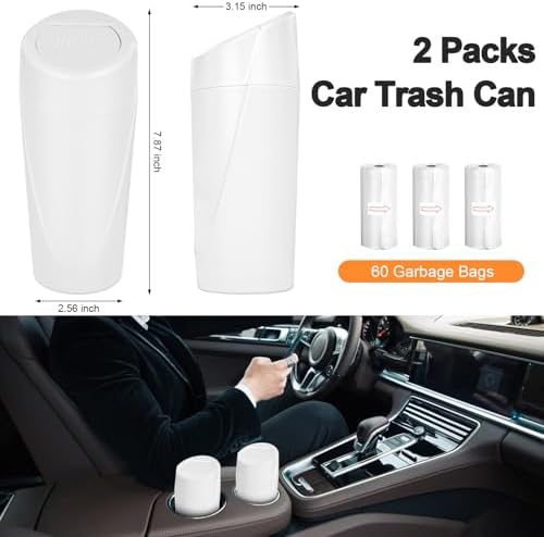 Car Trash Can, 2 Packs Mini Car Garbage Can Cup Holder - Image 6