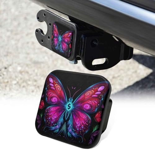 2 Inch Rose Pink Butterfly Trailer Hitch Cover Rubber Receiver Tube Plug Cap by Unknown