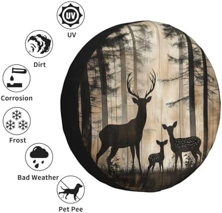 Spare Tire Cover for RV Camper, Retro Deer Forest Tire Cover Protectors - Image 5