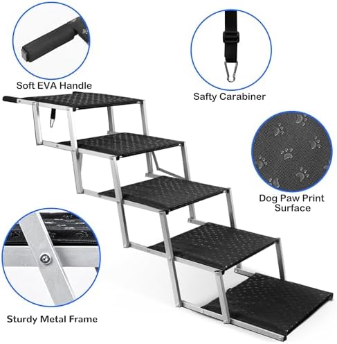 Foldable Dog Stairs for Car, 5 Steps - Image 4