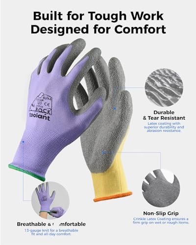 toolant Crinkle Latex Work Gloves, 12 Pairs - Image 2