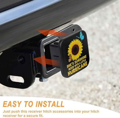 2 Inch Sunflower Butterfly Trailer Hitch Cover Rubber Receiver Tube Plug Cap - Image 4