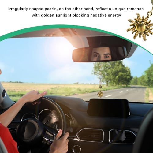 Sun Hanging Car Charm, Rear View Mirror Cute Boho Dangling Sun Car Decor - Image 6