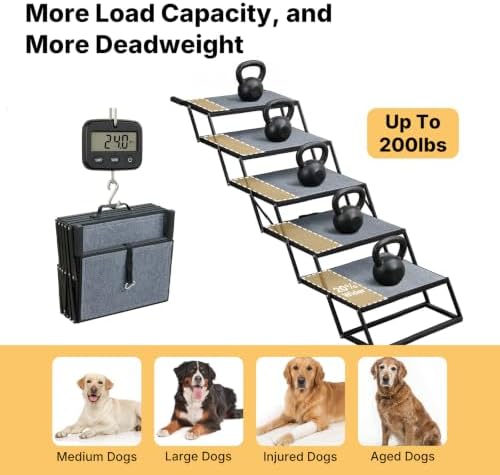 Veehoo Foldable Dog Steps for Car Truck, Large Dogs Stairs Extra Wide 20" - Image 4