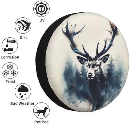 Deer Spare Tire Cover Wheel Protectors Weatherproof Deer Pattern Wheel Covers - Image 5