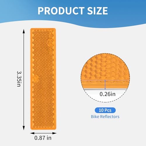 10 Pack Orange Reflectors Self-Adhesive Rectangular, Quick Mount - Image 3
