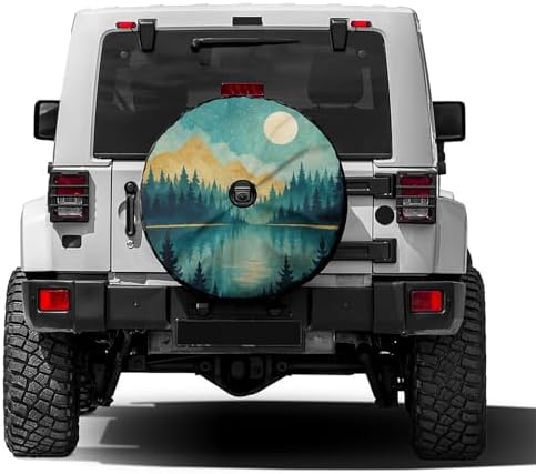 Landscape with Mountain Moon Spare Tire Cover with Backup Camera Hole Wheel by Foruidea
