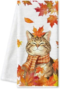 Fall Kitchen Towels, Cat Waffle Hand Towels 16x24 Inch 1-Pack by CusugbasoHomeDecor