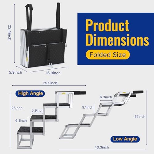 Foldable Dog Stairs for Car, Non-Slip Ramp for SUV, 250 lbs - Image 3