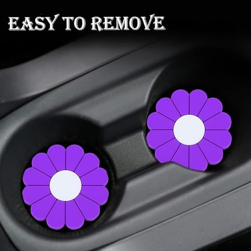 4-Pack Car Cup Holder Coaster Inserts, Daisy Shape, 2.75 Inch Non-Slip Silicone - Image 6