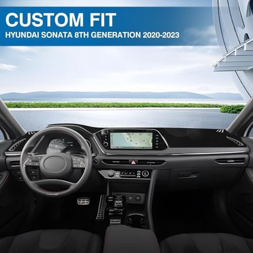 KUST Black Dash Cover for Hyundai Sonata 2020-2023 Polyester Dashboard Cover - Image 3