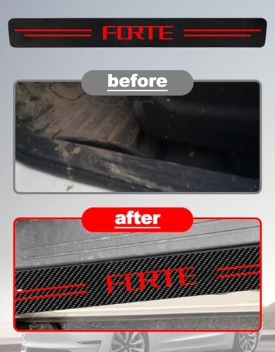 Door Sill Protectors for Kia Forte LX & GT & GT-Line & LXS & EX, Carbon Fiber - Image 3
