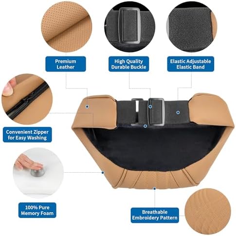 Car Headrest Pillow for Driving Memory Foam Palomino Brown 1 Pack - Image 2