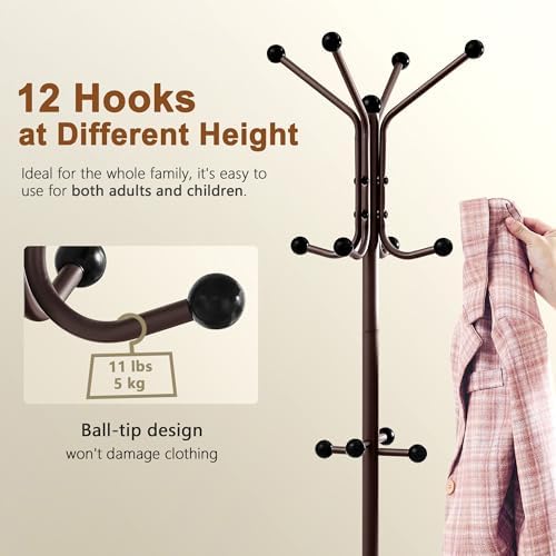 Hoctieon Coat Rack Freestanding, Coat Tree - Image 5