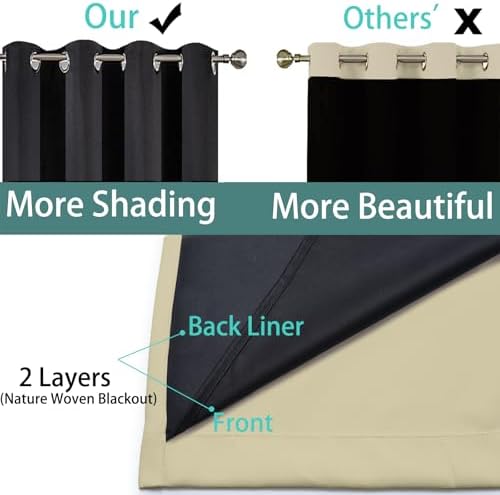 Yakamok Beige Blackout Curtains 96 Inches Long - Image 5