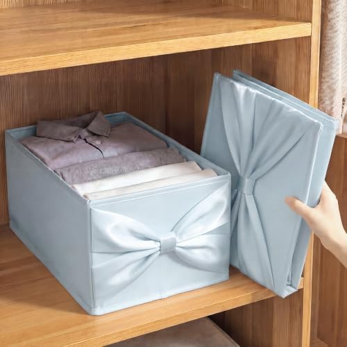 Gerrii 2 Pcs Blue Bow Storage Bins, 18.5" x 11" x 7.87" - Image 4