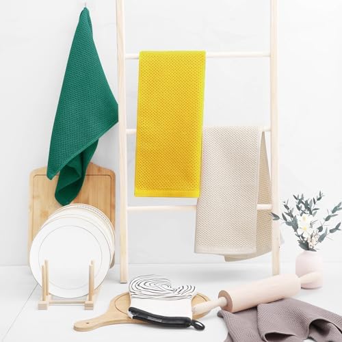 Homaxy 100% Cotton Waffle Weave Kitchen Dish Towels 6-Pack, Dark Green - Image 6
