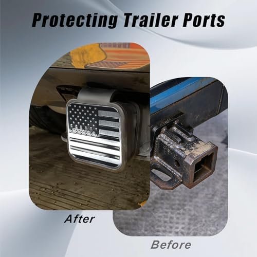 Rubber 2 Inch Trailer Hitch Cover, American Flag Tow Tube Cover Plug Cap - Image 4