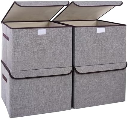 Bagnizer Large 22 Quart Linen Fabric Foldable Storage Bin Cube Organizer Basket by Bagnizer