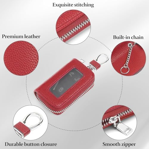 SENDEFN Universal Car Key Fob Case Leather Smart Remote Keychain Protector - Image 4
