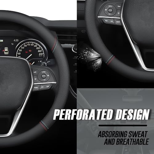 LKWLIKEI Nappa Premium Leather car Steering Wheel Cover, Breathable, Universal - Image 2
