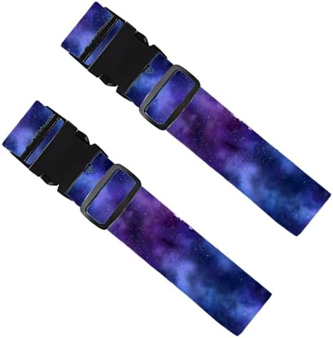 2PC, Galaxy Luggage Strap 1.97 x 70.87 inch Starry Sky Blue and Purple Nebula by Cmialusie