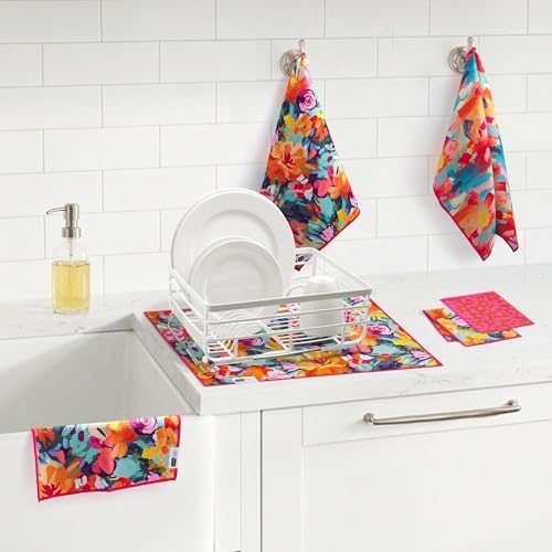 Ritz 6-Piece Meadows & Dots Microfiber Dish Cloth Set – Vibrant Watercolor - Image 4