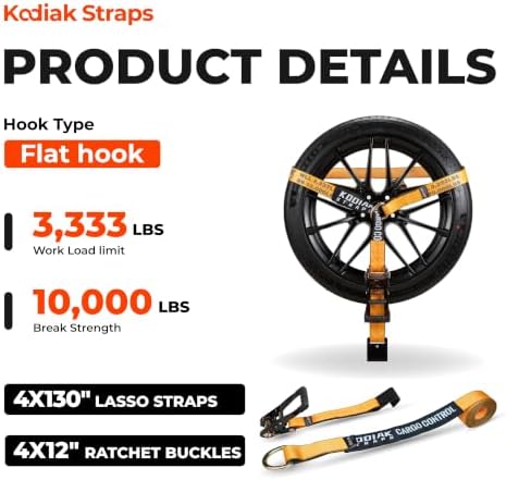 4 Pack Ratchet Car Tie Down Strap - Image 2