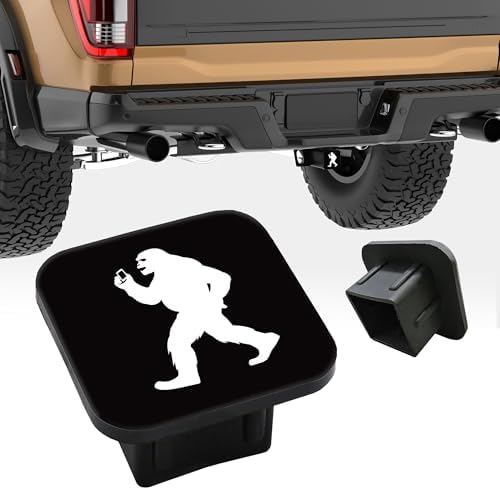 Trailer Hitch Cover Sasquatch Holding a Phone Square 2 Inch Receiver Tube Plug - Image 5