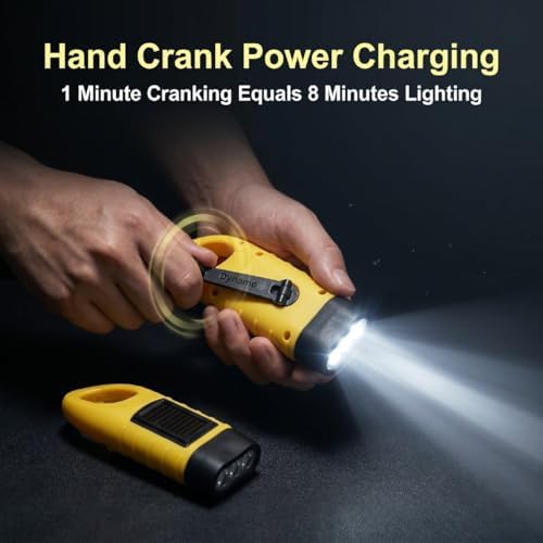 2Pcs Hand Crank Solar Powered Flashlight, Emergency Rechargeable - Image 5