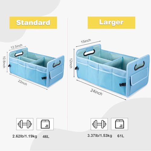 Car Trunk Organizer, Collapsible Car Organizers Storage Large Light Blue - Image 2