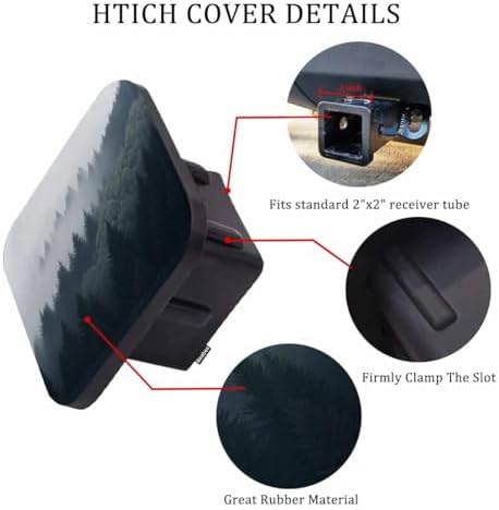 Rubber Hitch Tube Cover Foggy Forest Misty Mountain Spruce Trees Morning - Image 3