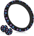 Purple Dog Paw Print Steering Wheel Cover + Dogs Prints 2 Pc Car Coasters by Unknown