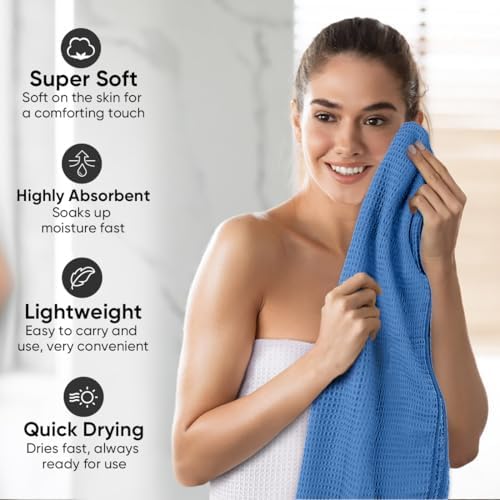 HOMEXCEL Waffle Bath Towels Set of 4 Pack, Waffle Towels - Image 3