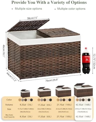 SETVSON Storage Basket with Lid Wicker Baskets - Image 2