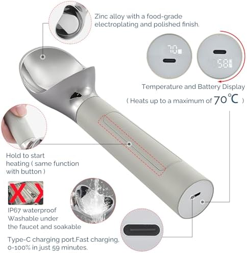 Heated Ice Cream Scoop Rechargeable, Electric Warming Ice Cream Scooper - Image 3