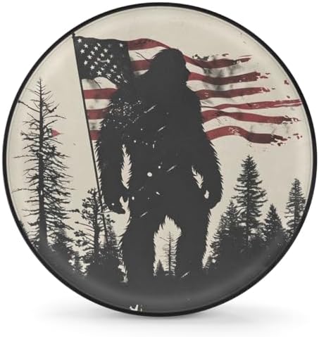 Rv Spare Tire Cover Wheel Bigfoot Mountain American Flag Tire Covers Wheel by FengQuGou