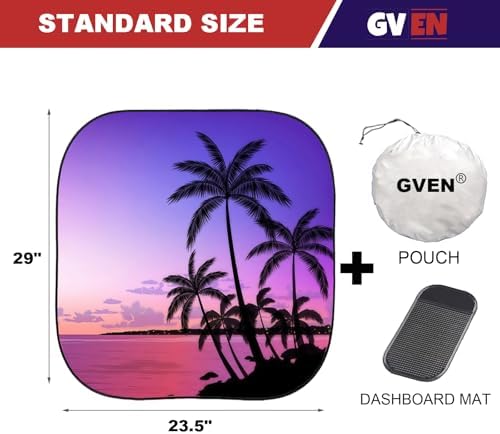 Gven Windshield Sun Shade for Car 2-Piece Foldable Sunshade for Front Windows - Image 2