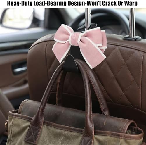 2 Pack Cute Bow Car Seat Headrest Hooks, Purse Hook - Image 5
