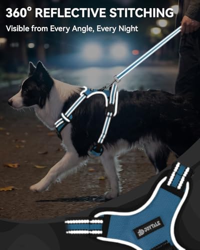 Joytale No Pull Dog Harness & Seat Belt, Easy On 3-Buckle, Sky Blue - Image 6