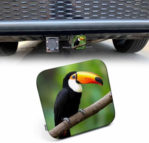 2 Inch Toucan Trailer Hitch Cover, Tropical Bird Toucan Tree Branch Hitch Cover by Beabes