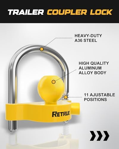 RETRUE Universal Coupler Lock Trailer Locks Ball Hitch Trailer Hitch Lock - Image 2