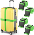 Luggage Straps - Neon Green, 2 Inches Wide, 4 Pack - Adjustable Nylon Belt by MIFFLIN