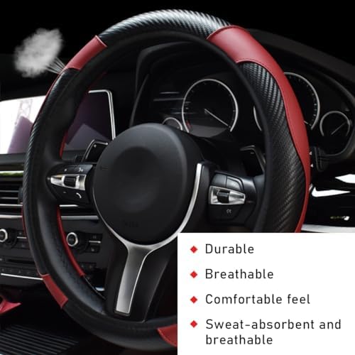 povtii Car Steering Wheel Cover, 15 Inch Leather Breathable Auto Steering Wheel - Image 4