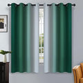 SimpleHome Ombre Dark Green to Grey White Curtains by SimpleHome