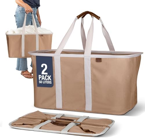 Collapsible Fabric Laundry Basket Tote Premium, 2 Pack by CleverMade