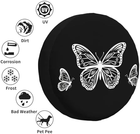 KiuLoam Butterfly Black Spare Tire Cover Polyester Universal Sunscreen - Image 5
